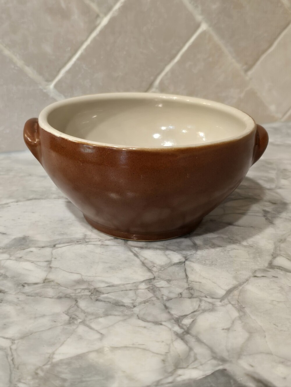 Vintage French Glazed Stoneware Confit Pot Stoneware Farmhouse Crock Bowl Pot